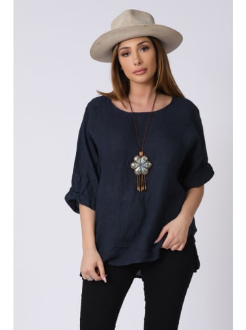 Plus Size Company Linnen blouse "Kely" donkerblauw
