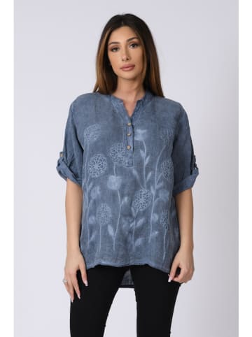 Plus Size Company Linnen blouse "Kenza" blauw
