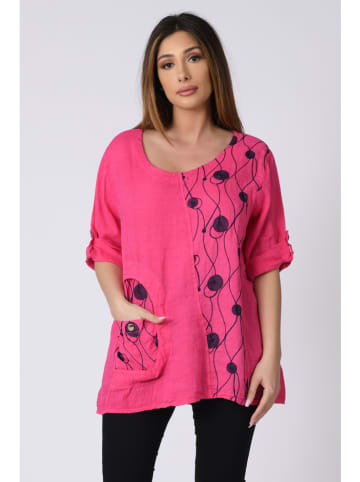 Plus Size Company Linnen blouse "Kristal" fuchsia