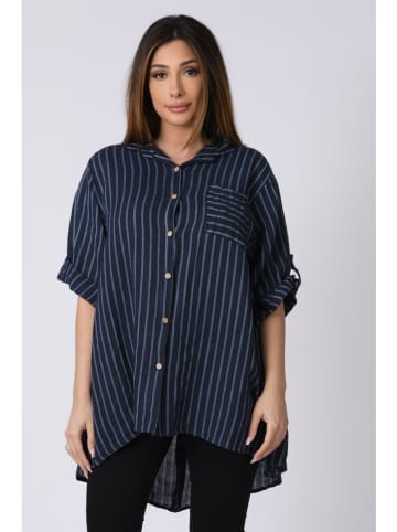 Plus Size Company Linnen blouse "Lana" donkerblauw