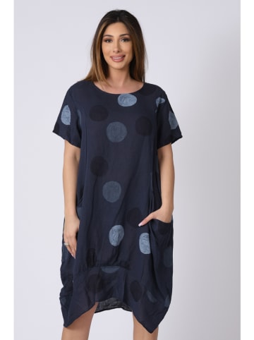 Plus Size Company Linnen jurk "Lea" donkerblauw