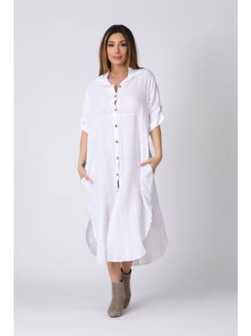 Plus Size Company Lniana sukienka "Lilou" w kolorze białym