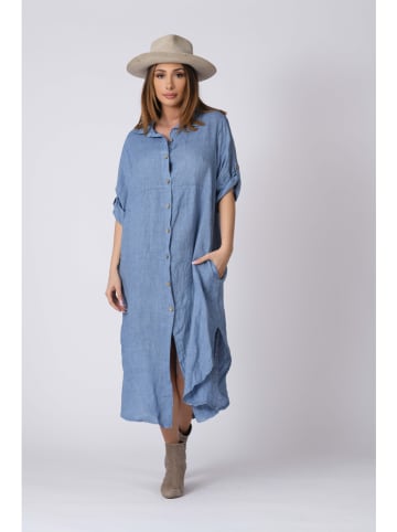 Plus Size Company Linnen jurk "Lilou" blauw