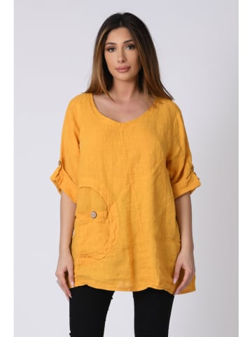 Plus Size Company Linnen blouse "Lilyane" geel