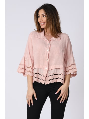 Plus Size Company Lniana bluzka "Lise" w kolorze jasnoróżowym