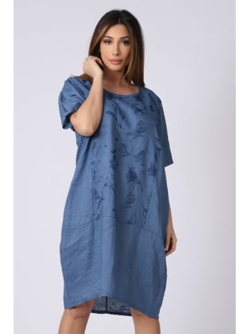 Plus Size Company Lniana sukienka "Lison" w kolorze niebieskim