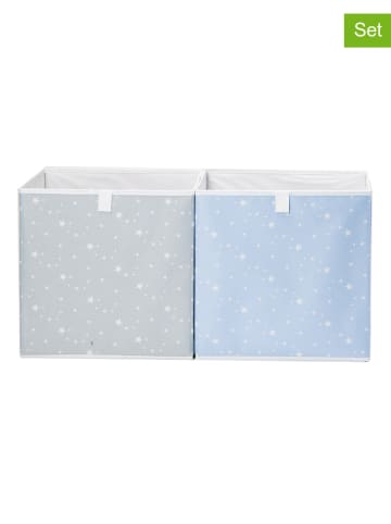 Lamino 2-delige set: boxen lichtblauw/grijs - (B)33 x (H)33 x (D)33 cm