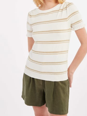 Naf Naf Koszulka w kolorze beżowo-kremowym