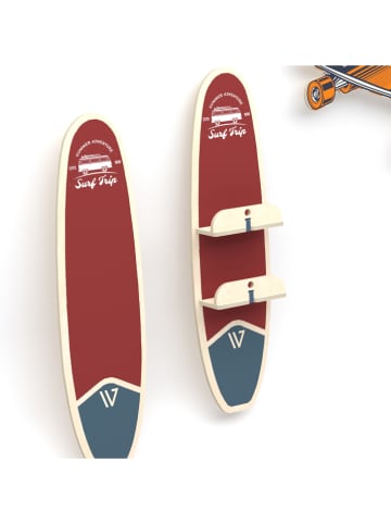 Woody Kid Store Wandmeubel "Surf" rood/blauw - (B)27 x (H)98 x (D)12 cm
