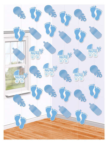 Amscan Decoratieve hanger "Baby Boy" lichtblauw - 6 stuks