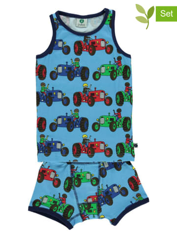 Småfolk 2-delige ondergoedset "Tractors" lichtblauw
