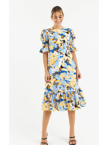 Zibi London Sukienka w kolorze żółto-niebieskim ze wzorem