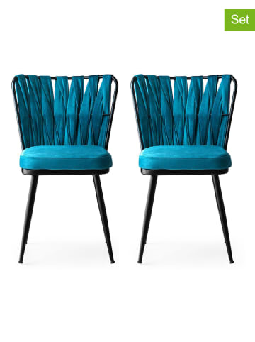 Scandinavia Concept Krzesła (2 szt.) w kolorze turkusowym - 43 x 82 x 43 cm