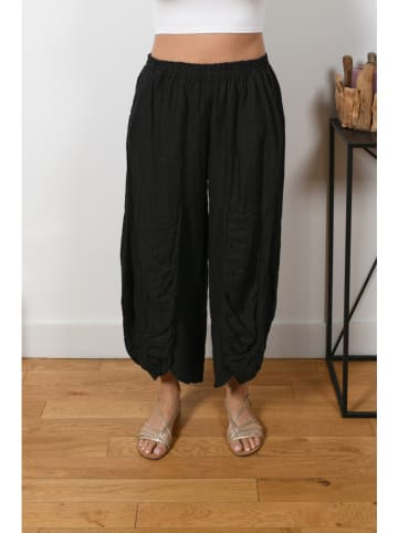 Plus Size Company Lniane spodnie "Lonie" w kolorze czarnym