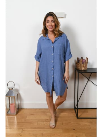 Plus Size Company Linnen jurk "Tonie" blauw
