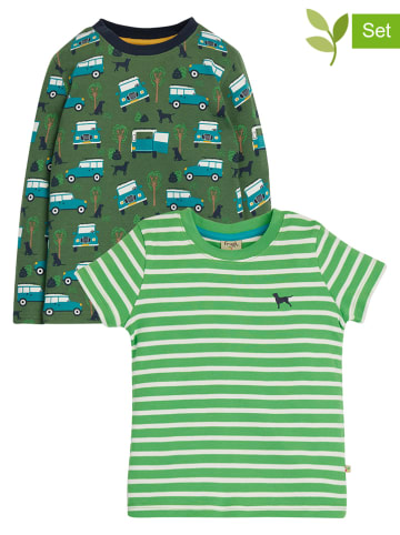 Frugi 2-delige set: shirt en longsleeve groen