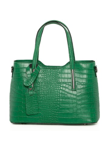 Mia Tomazzi Skórzana torebka "Acco" w kolorze zielonym - 32 x 22 x 12 cm