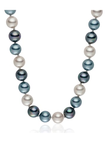The Pacific Pearl Company Parelketting wit/blauw/zilverkleurig - (L)50 cm