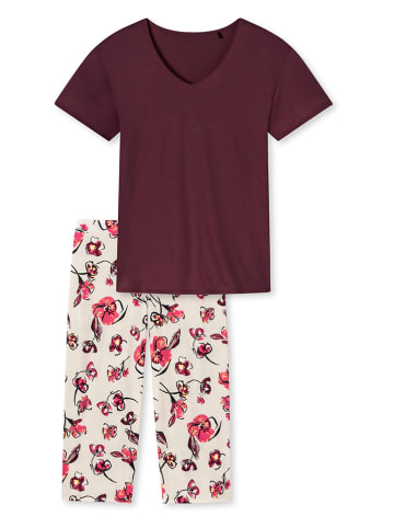 Schiesser Piżama w kolorze kremowo-fioletowym