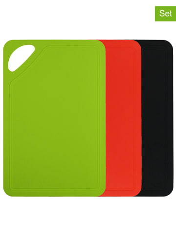 Glasslock 3-delige set: snijplanken rood/groen/zwart - (L)26 x (B)17 cm