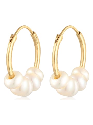 Julie & Grace Pozłacane kolczyki-kreole z perłami