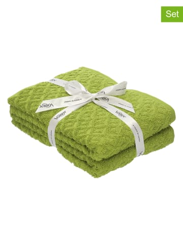 Vossen 2-delige set: badhanddoeken "Graphic" groen
