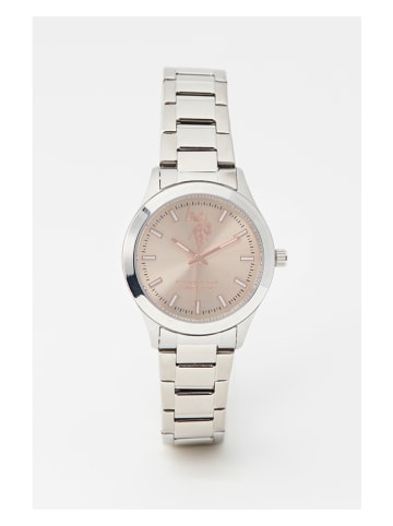 U.S. Polo Assn. Zegarek kwarcowy w kolorze srebrno-jasnoróżowym