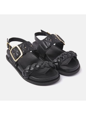 Lazamani Leren sandalen zwart