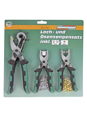 Brüder Mannesmann Werkzeuge 128-delige pons- en oogtangenset groen/zwart