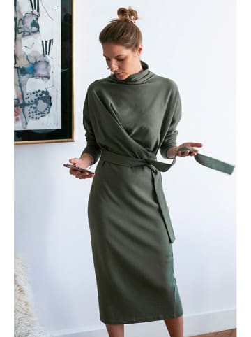 Risk made in warsaw Sukienka "Lady Bond" w kolorze oliwkowym