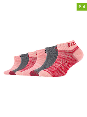 Skechers 6-delige set: sokken lichtroze/grijs/rood