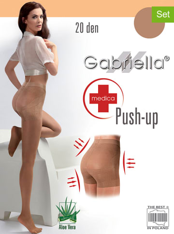Gabriella 2-delige set: shape-panty's "Push Up" lichtbruin - 20 denier