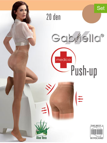 Gabriella 2-delige set: shape-panty's "Push Up" beige - 20 denier