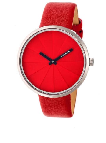 Simplify Zegarek kwarcowy "the 4000" w kolorze srebrno-czerwonym
