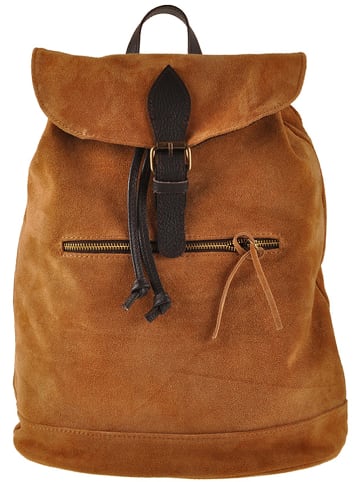 ORE10 Skórzany plecak "Chiny" w kolorze jasnobrązowym - 38 x 40 x 17 cm
