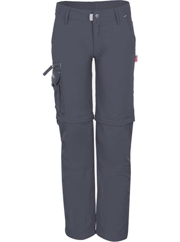 Trollkids Spodnie trekkingowe Zipp-Off "Oppland" - Slim fit - w kolorze antracytowym