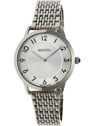 Bertha Zegarek kwarcowy "Abby" w kolorze srebrno-białym
