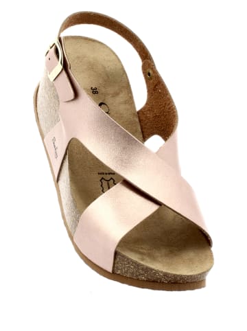 Sunbay Skórzane sandały "Pavot" w kolorze różowozłotym na koturnie