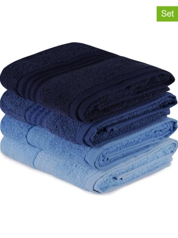 Elizabed 4-delige set: badhanddoeken lichtblauw/blauw/donkerblauw