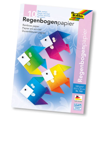 Folia Gekleurd papier "Regenboog" meerkleurig - 10 bladen - (L)32 x (B)22,5 cm