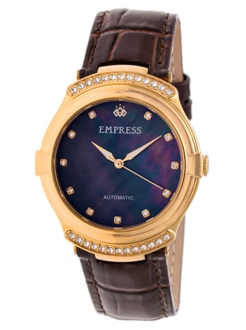 Empress Automatisch horloge "Francesca" bruin/goudkleurig/parelmoerblauw