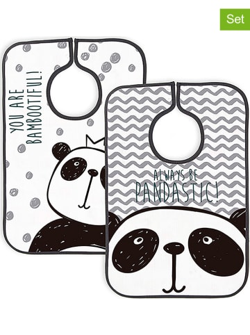 Little nice things Śliniaczki (2 szt.) "Panda" w kolorze biało-czarnym - 37 x 24 cm