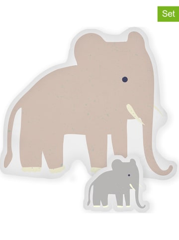 The Wild Hug 2-delige set: kussens "Elephants" beige/grijs