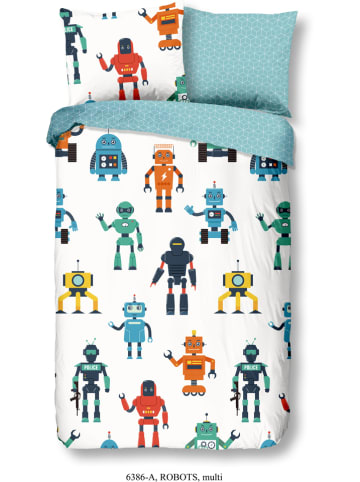 Good Morning Beddengoedset "Robots" lichtblauw/meerkleurig