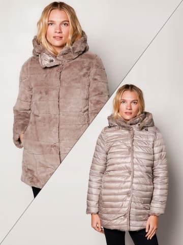 Winter Selection Dwustronny płaszcz zimowy w kolorze szarobrązowym