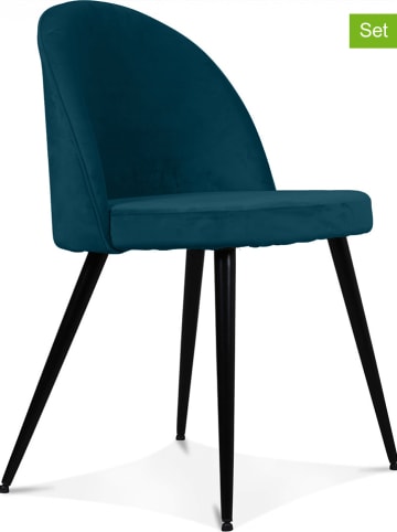 Deco Lorrie 2-delige set: stoelen "Ingrid" petrol - (B)50 x (H)77 x (D)48 cm