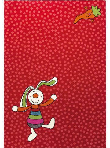 Sigikid Laagpolig tapijt "Rainbow Rabbit" rood