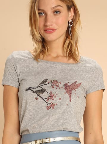 WOOOP Shirt "Blossom Bird" in Grau