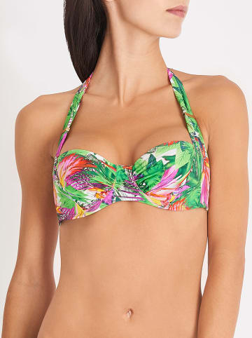 Aubade Biustonosz bikini "Fleur Tropicale" w kolorze zielonym ze wzorem