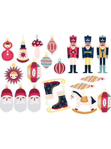 Tierra Bella Wandsticker "Christmas Ornaments" meerkleurig